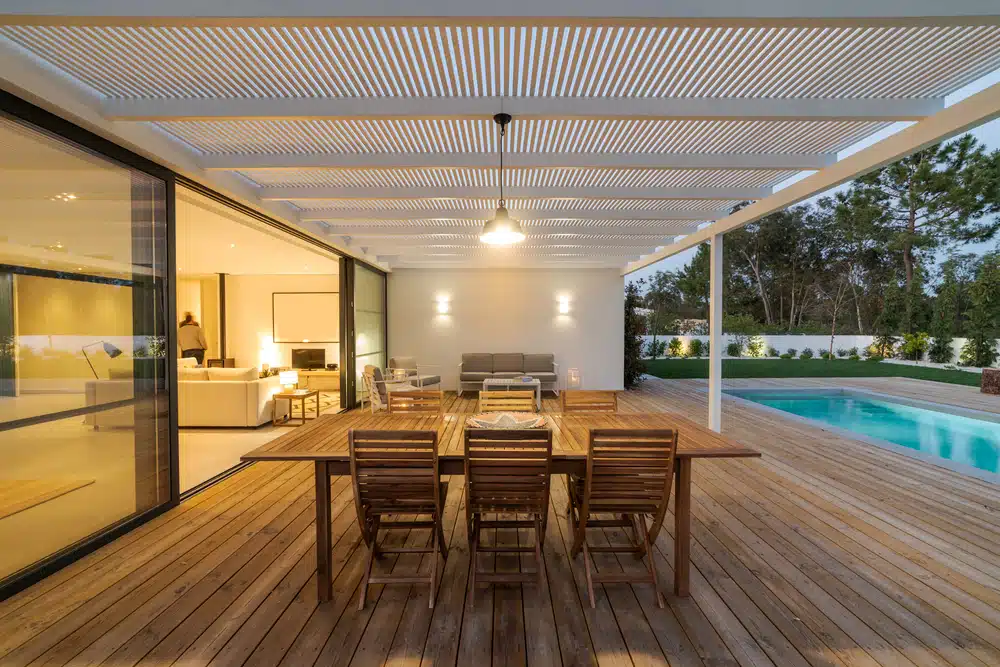 A louvered pergola - enVision Pergola A louvered pergola with lighting