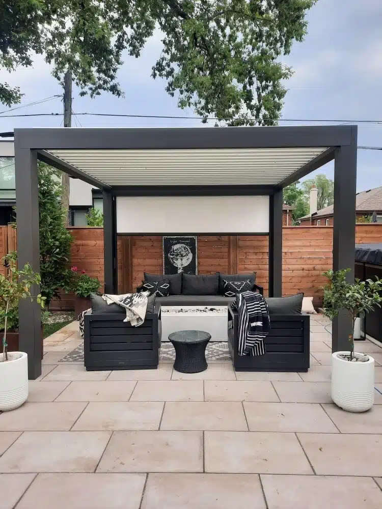 fire pit under a pergola safe