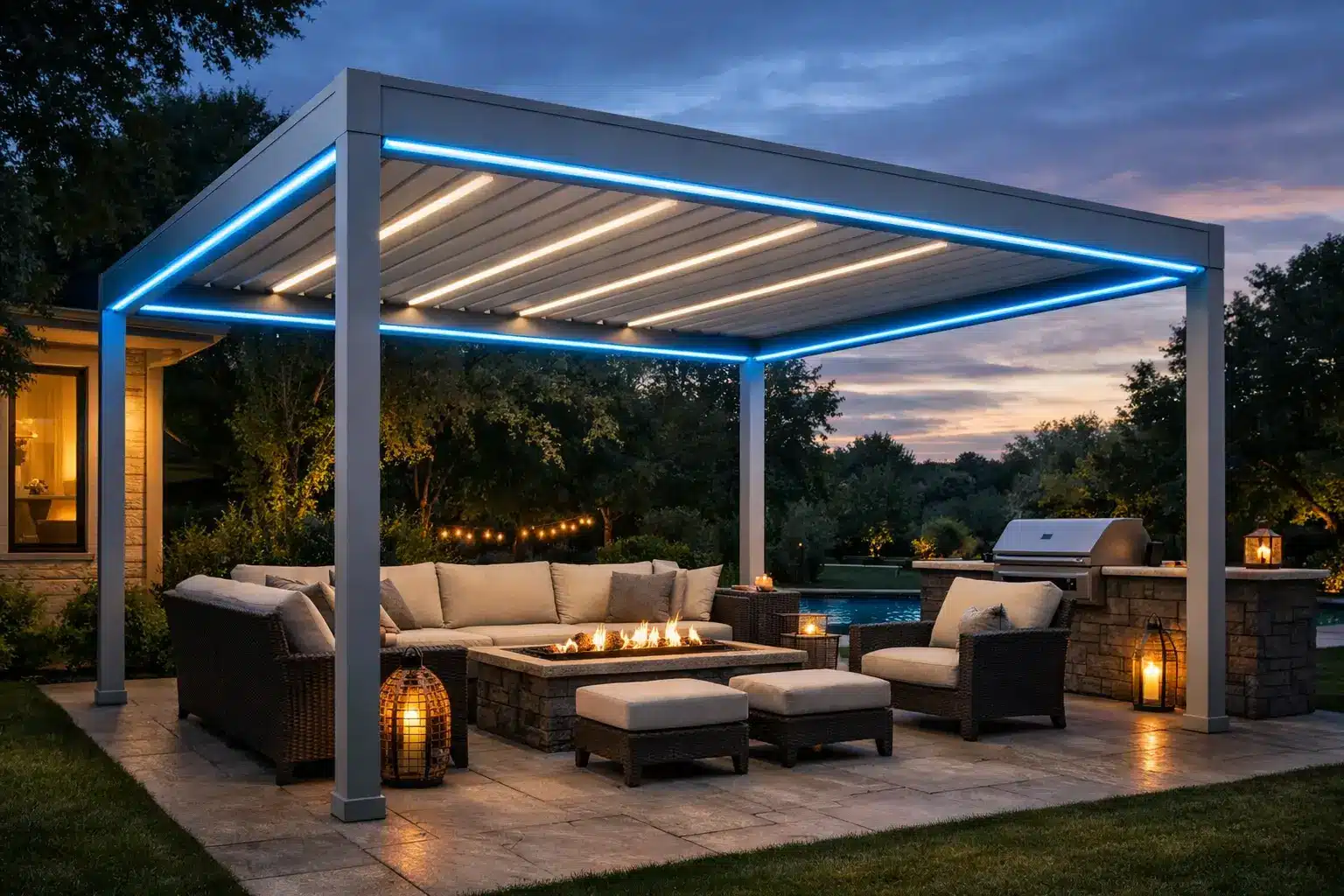 Motorized Louvered Pergola Rain Protection