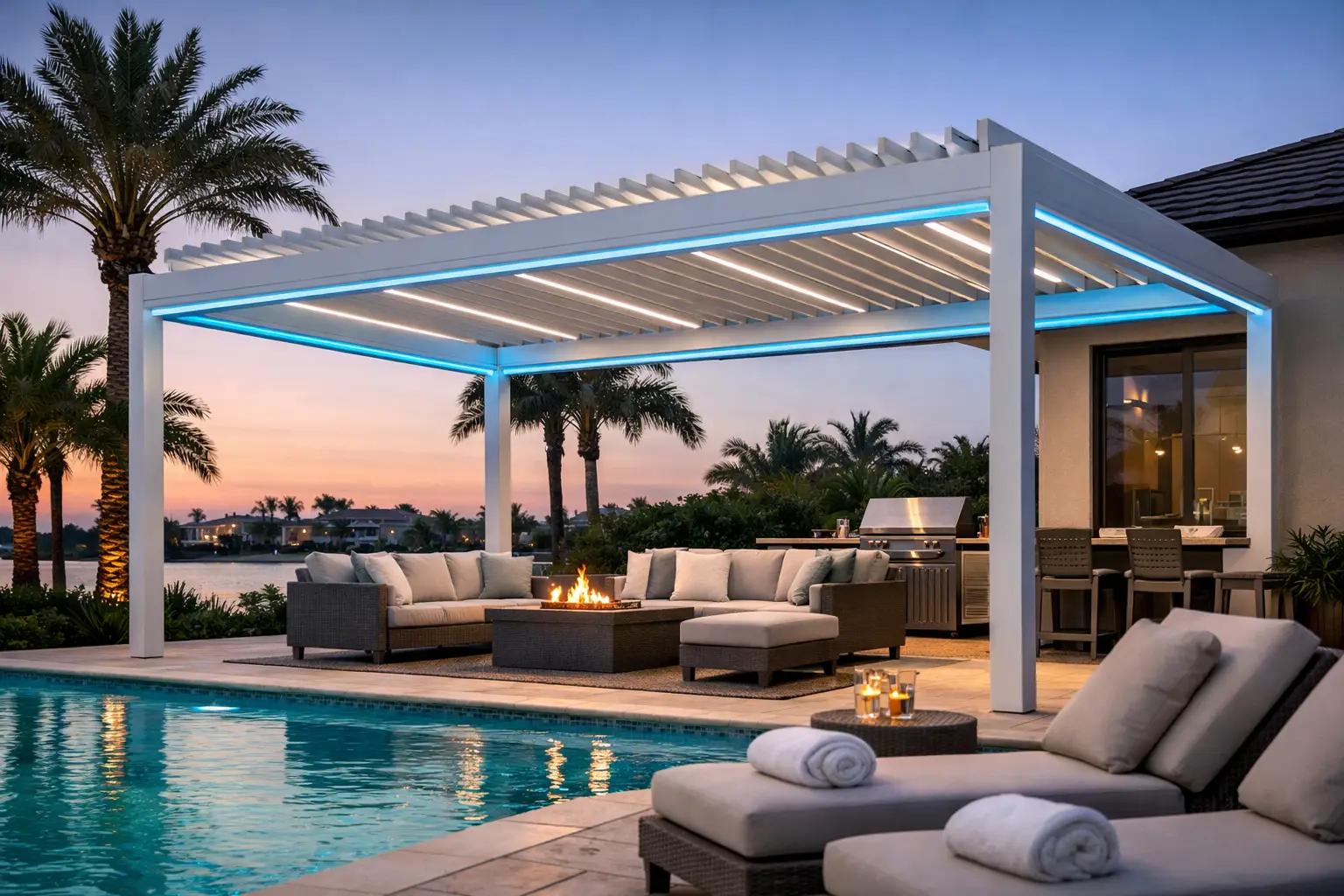 Naples Louvered Pergola Project Example for Poolside Living Naples Louvered Pergola Project Example for Poolside Living